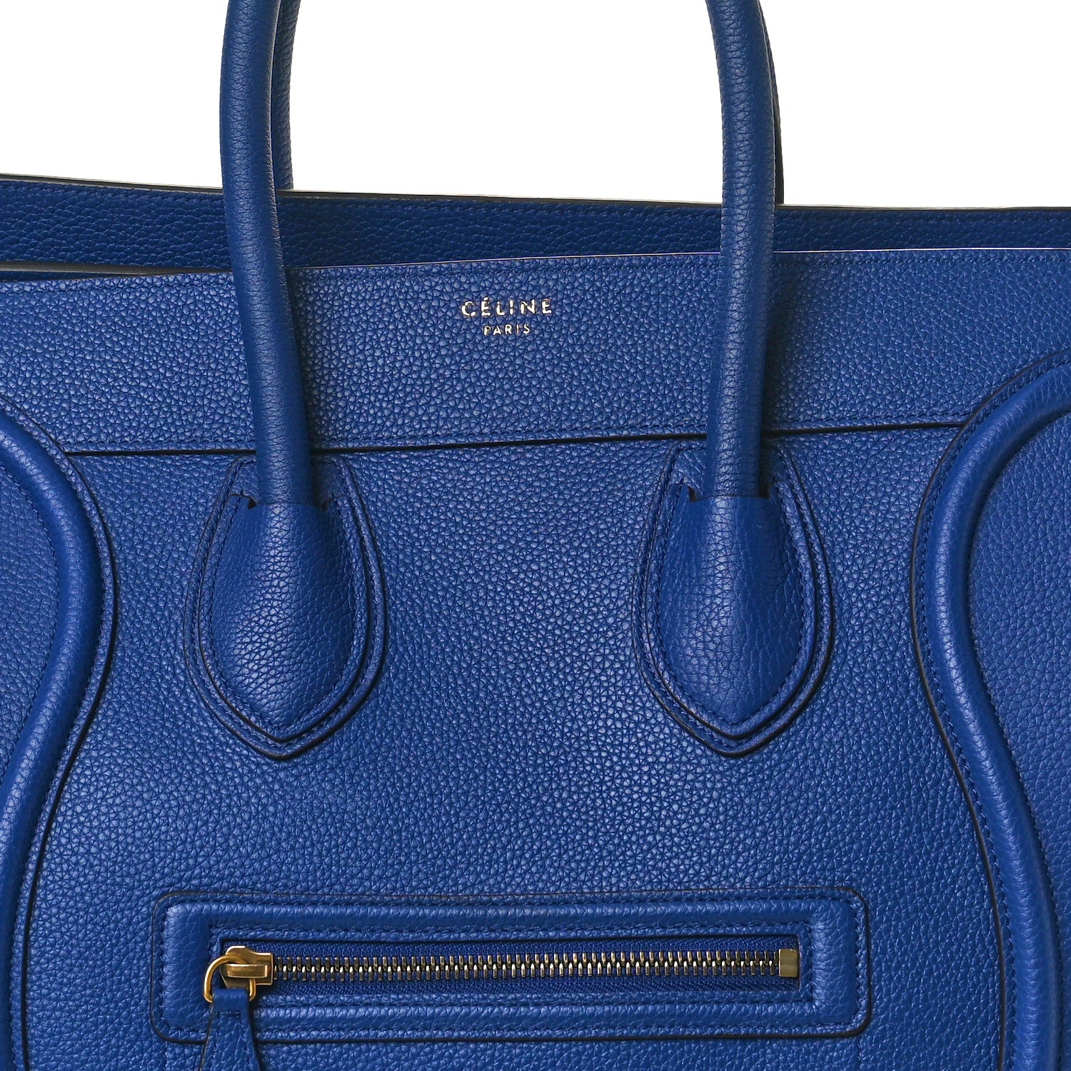 Celine Drummed Calfskin Mini Luggage Indigo 7 of 9