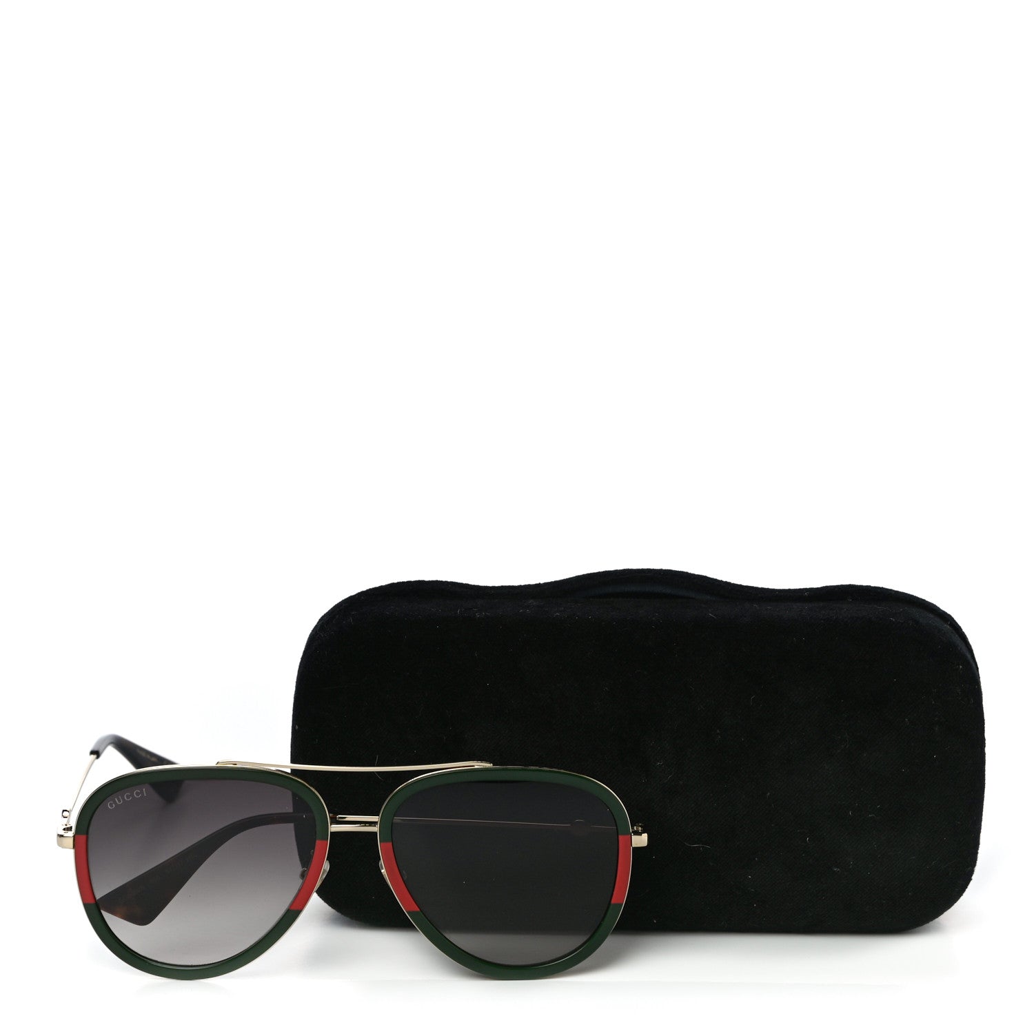 Gucci Web Aviator Sunglasses GG0062S Green Red 7 of 7