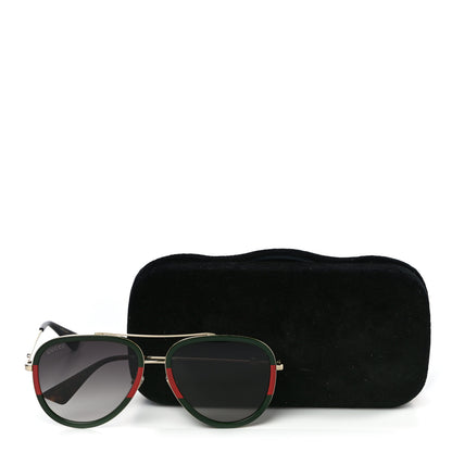 Gucci Web Aviator Sunglasses GG0062S Green Red 7 of 7