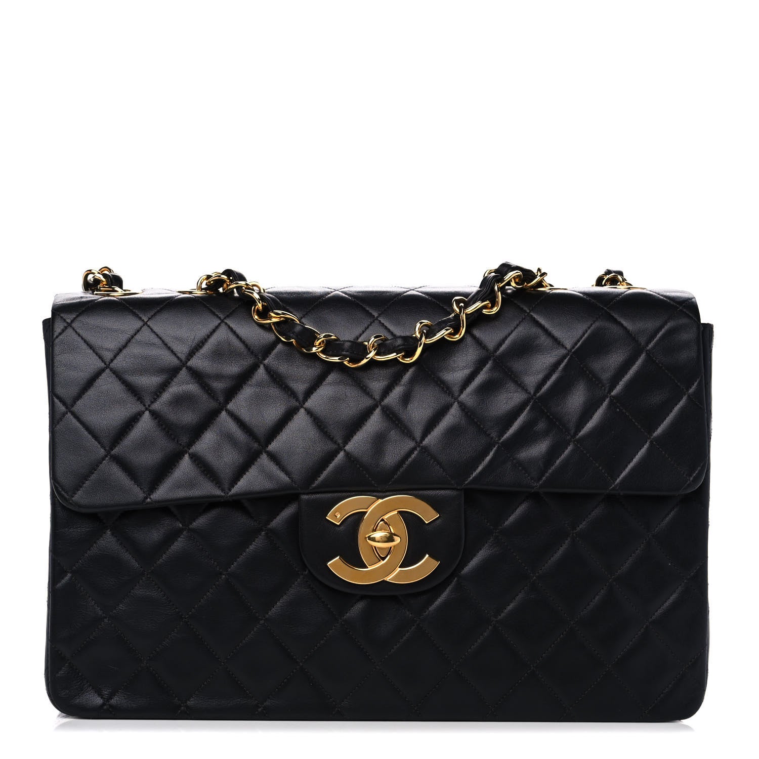 Chanel Washed Lambskin Quilted Maxi Single Flap Black 1 of 15
