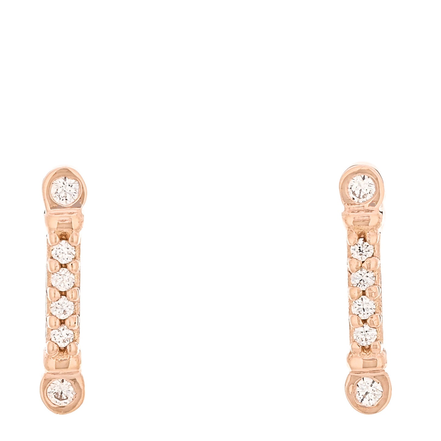 18K Rose Gold Diamond Fleur de Lis Key Bar Earrings