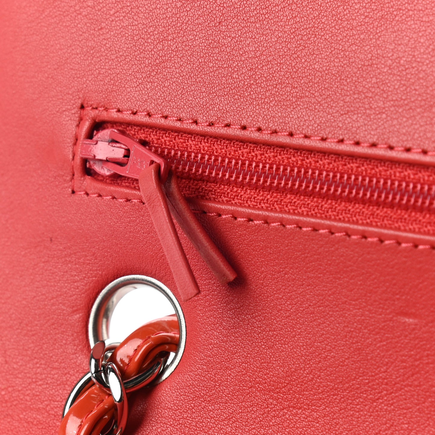Patent Quilted Medium Double Flap Orange