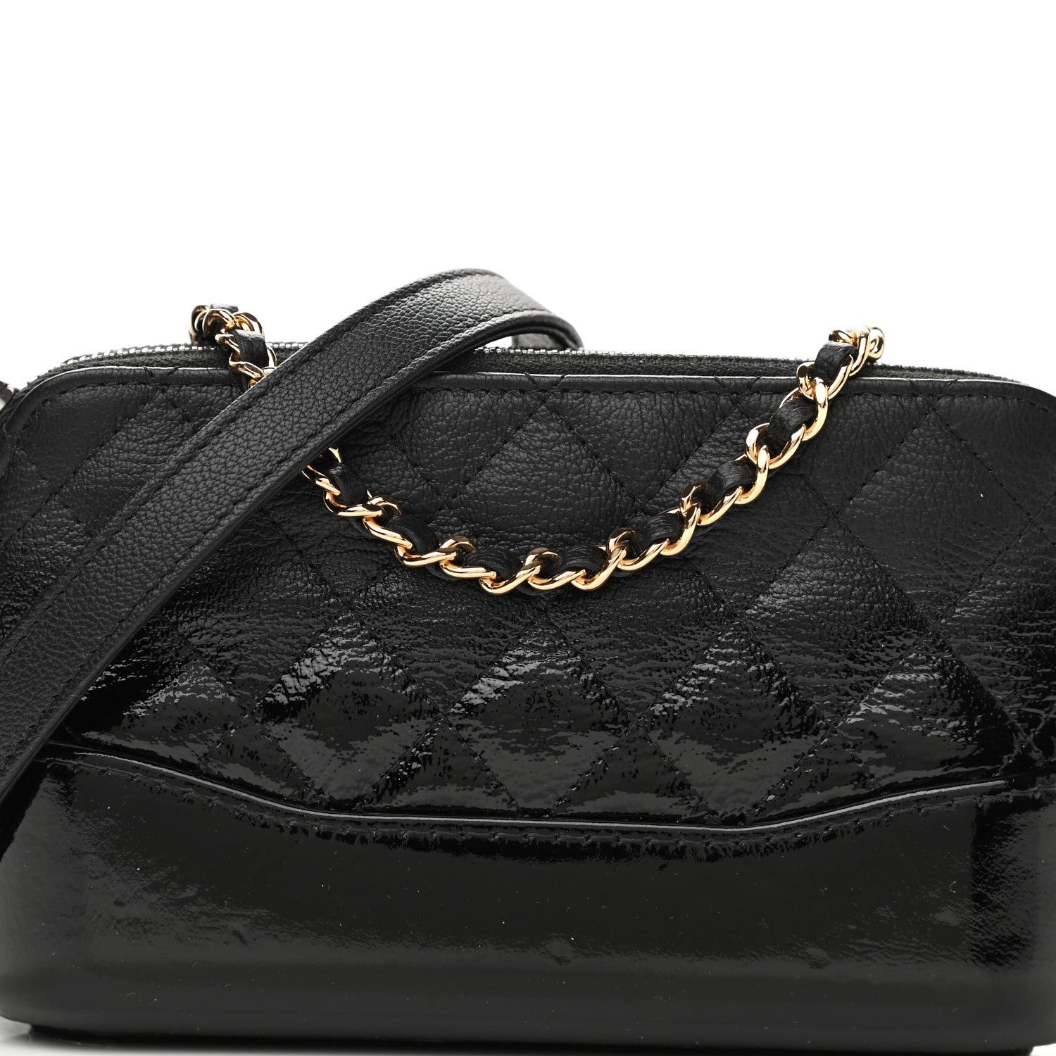 Chanel Patent Goatskin Quilted Small Gabrielle Clutch With Chain Black 9 of 15