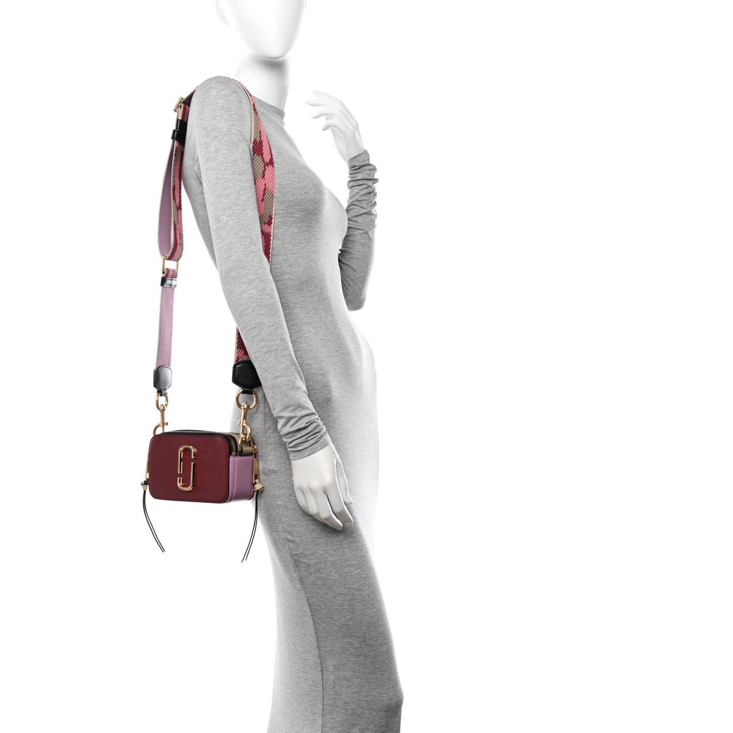 Saffiano Small Snapshot Camera Bag Burgundy Pink