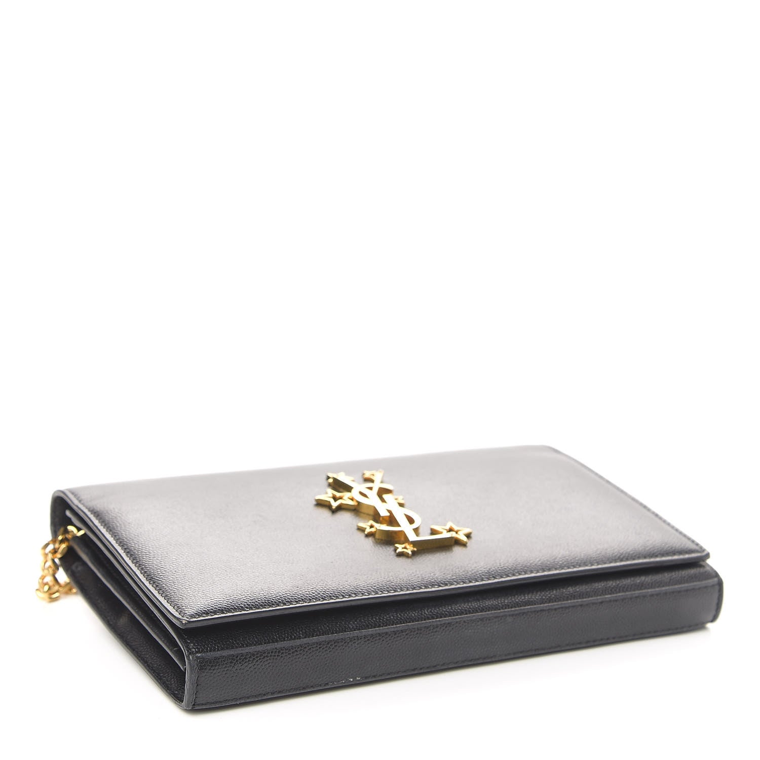 Saint Laurent Grain De Poudre Star Studded Monogram Wallet on Chain Black 4 of 12