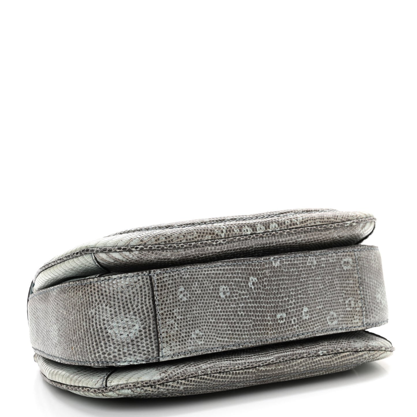 Calfskin Lizard Embossed Medium New Bamboo Top Handle Bag Blue