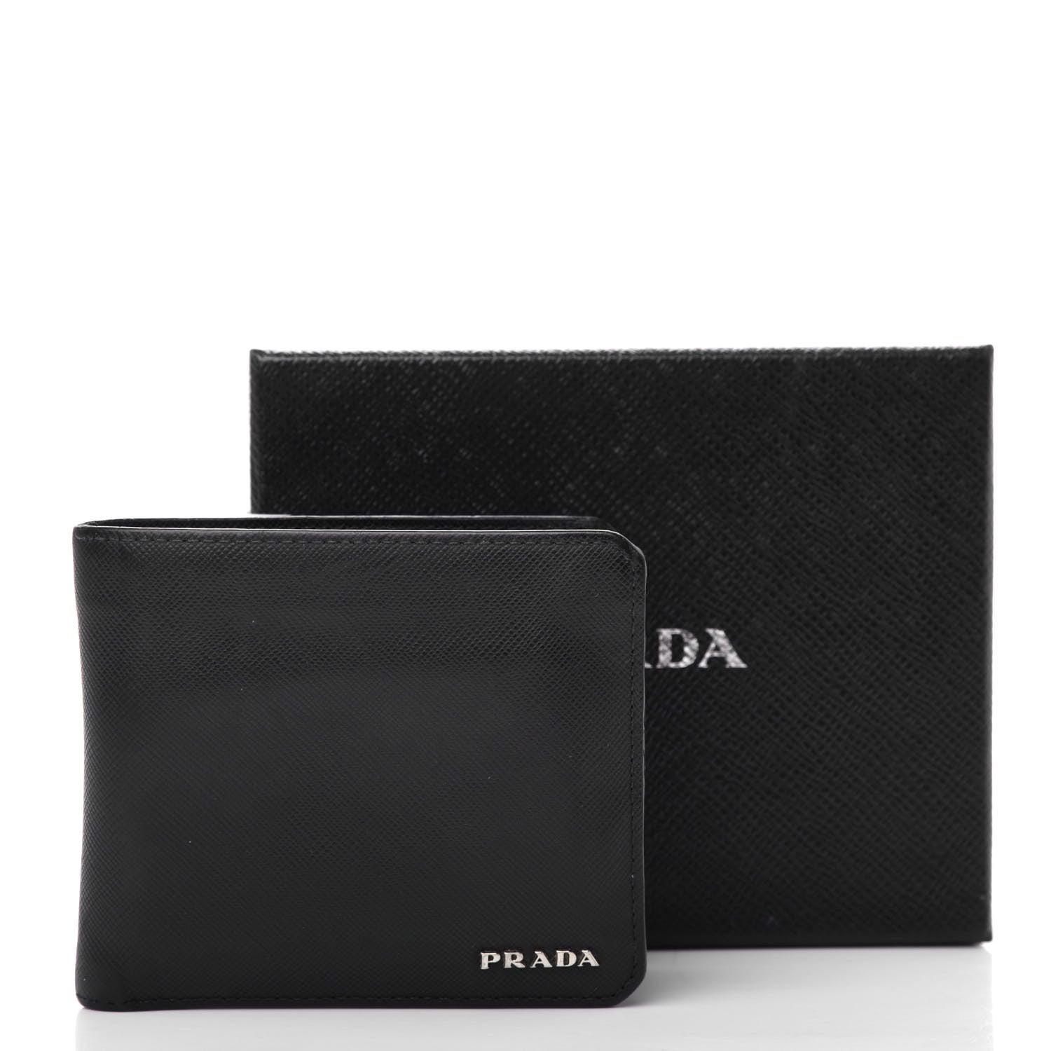 Prada Saffiano Bi-Fold Wallet Black 6 of 9