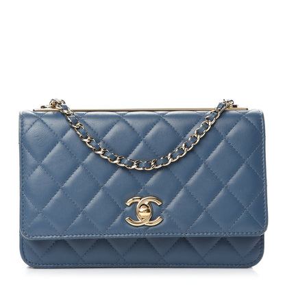 Chanel Lambskin Quilted Trendy CC Wallet On Chain WOC Blue 1 of 13