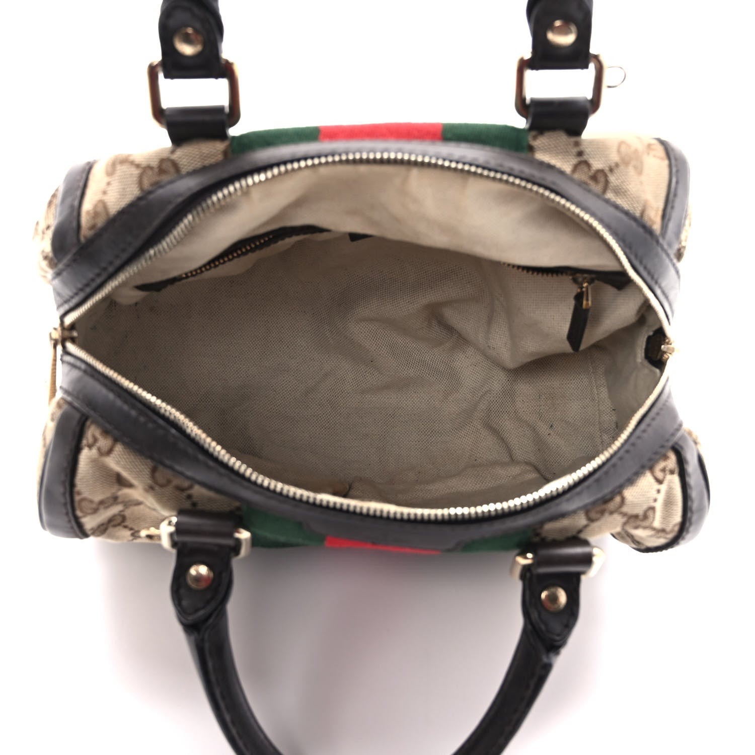 Gucci Monogram Vintage Web Small Boston Dark Brown 5 of 18