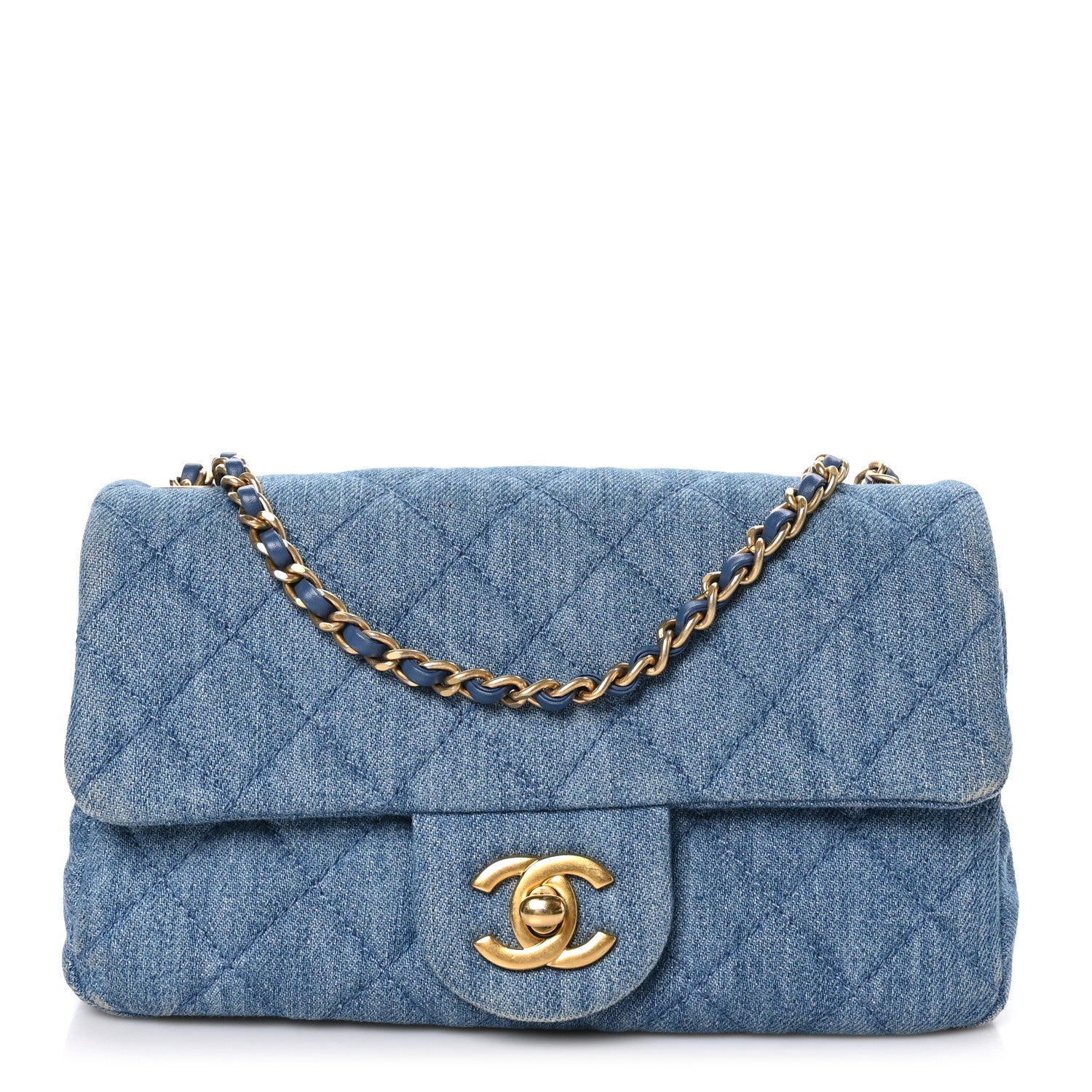 Chanel Denim Quilted Mini Pearl Crush Rectangular Flap Blue 1 of 12