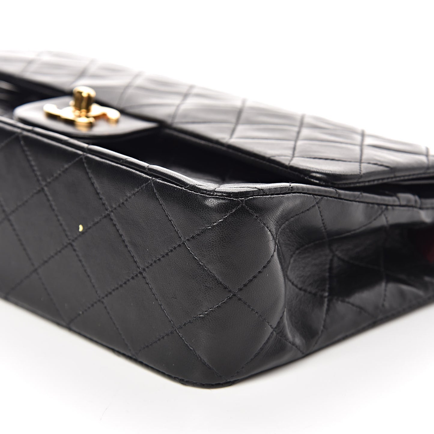 Lambskin Quilted Medium Double Flap Black
