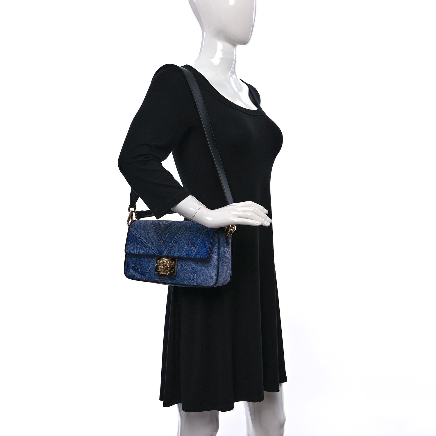 Fendi X VERSACE Denim Fendace Patchwork Baguette Blue 2 of 8