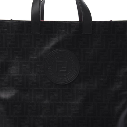 Fendi Glazed Fabric Vitello Century FF 1974 Stamp Patch Shopping Tote Black 11 of 11