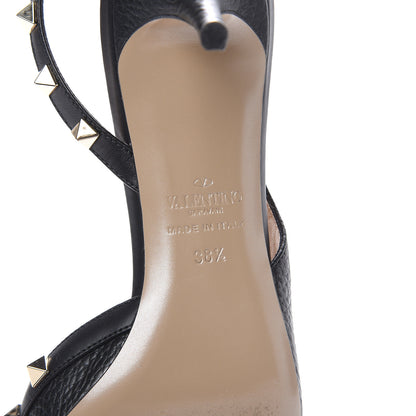 Valentino Garavani Pebbled Calfskin Rockstud Half D'Orsay Slingback 50mm Pumps 38.5 Black 6 of 10