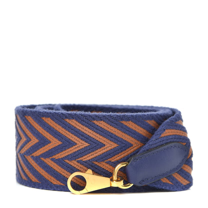 Hermes Toile Swift 50mm Sangle ZigZag Shoulder Strap Bleu Encre Gold 1 of 2