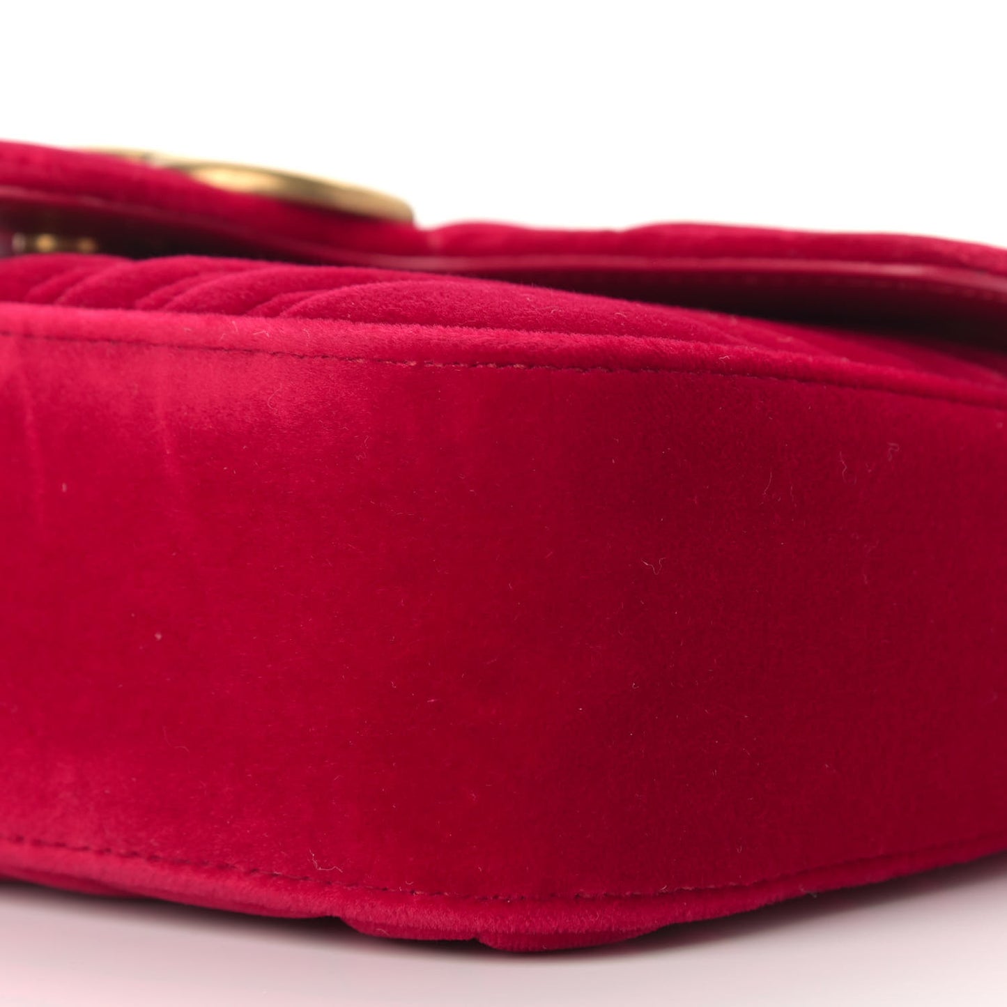 Velvet Matelasse Mini GG Marmont Shoulder Bag Hibiscus Red