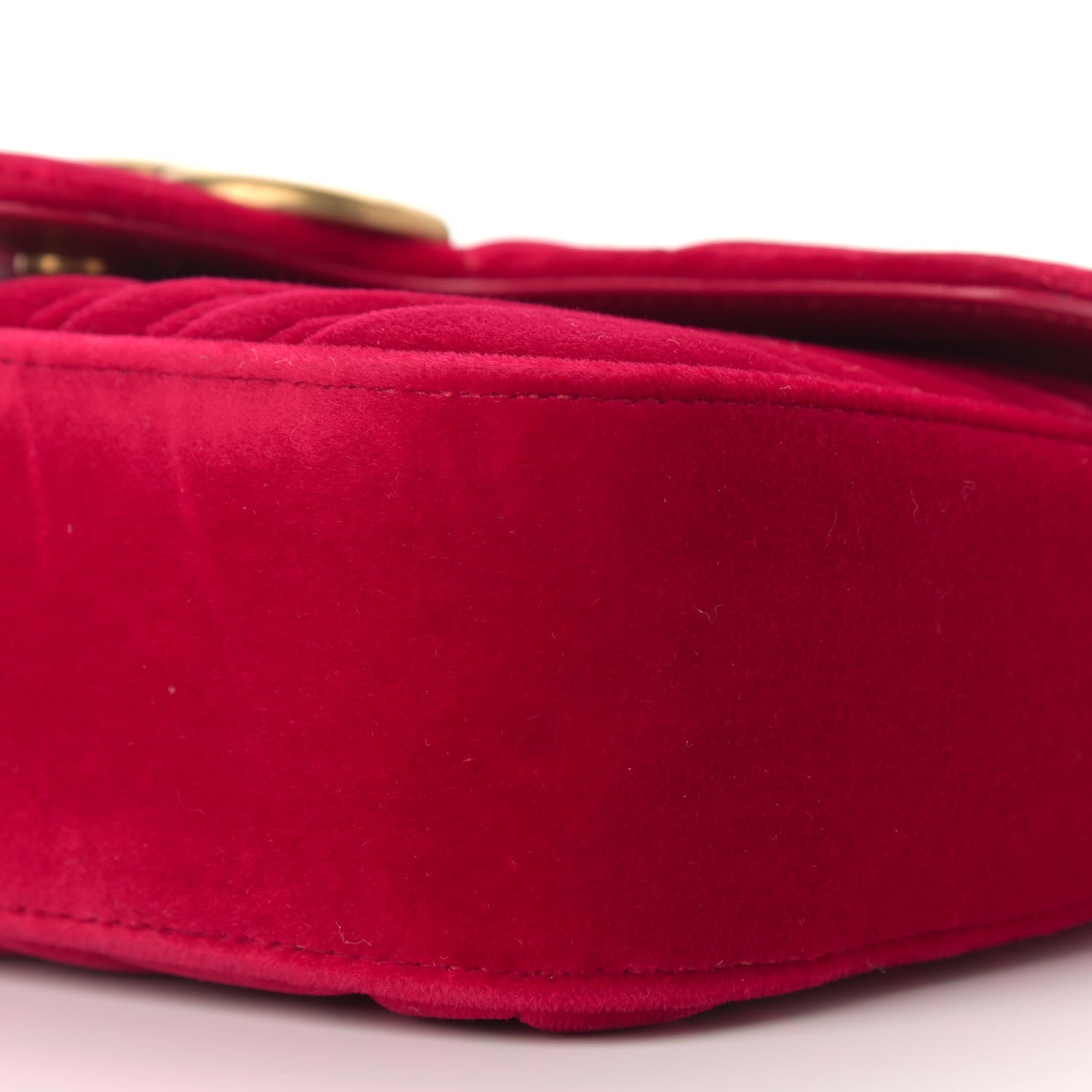 Gucci Velvet Matelasse Mini GG Marmont Shoulder Bag Hibiscus Red 9 of 10