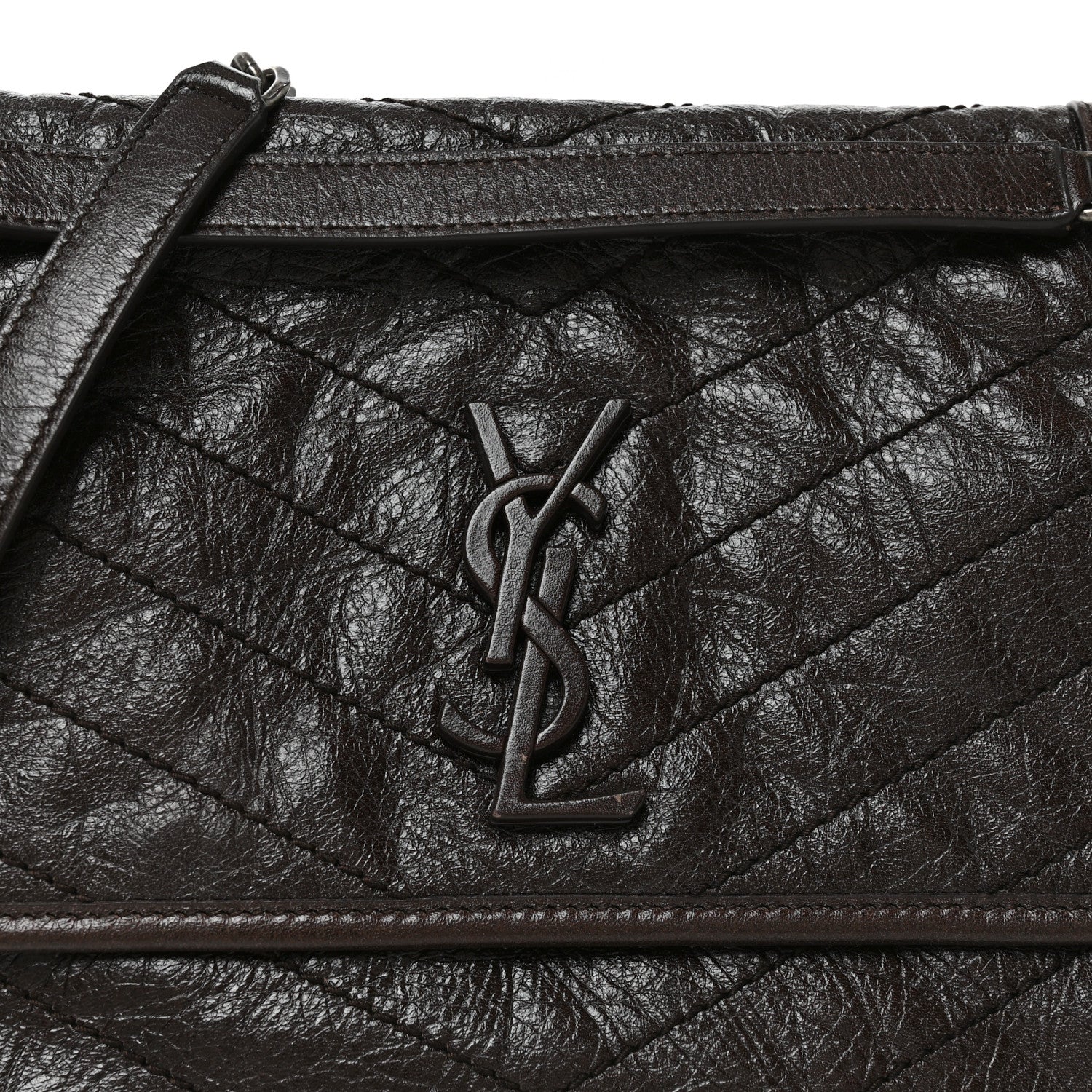 Saint Laurent Crinkled Calfskin Matelasse Monogram Medium Niki Chain Satchel Moka 8 of 10