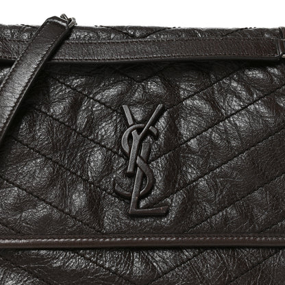 Saint Laurent Crinkled Calfskin Matelasse Monogram Medium Niki Chain Satchel Moka 8 of 10