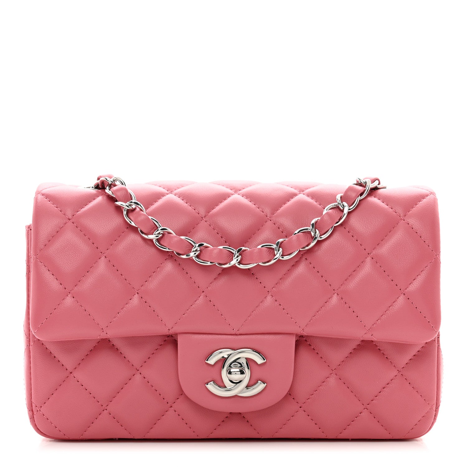 Chanel Lambskin Quilted Mini Rectangular Flap Pink 1 of 11