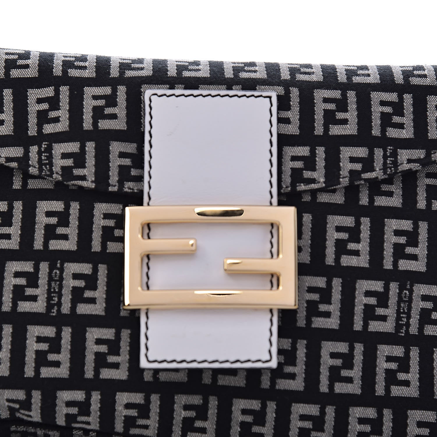 Fendi Zucchino Vitello Baguette Black White 11 of 11