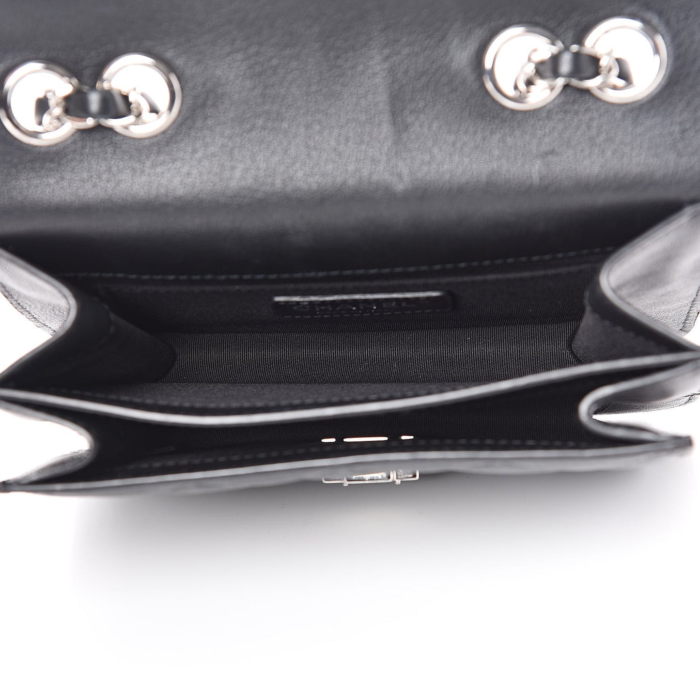 Grained Calfskin Quilted Small CC Box Flap Black