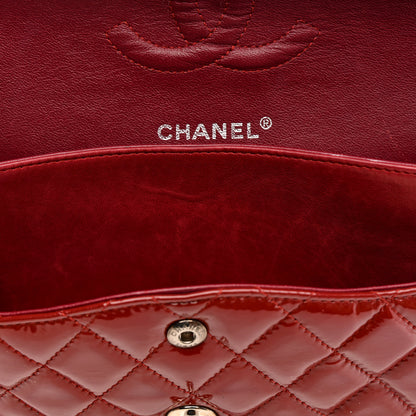 Chanel Patent Calfskin Quilted Medium Double Flap Dark Red 14 of 15