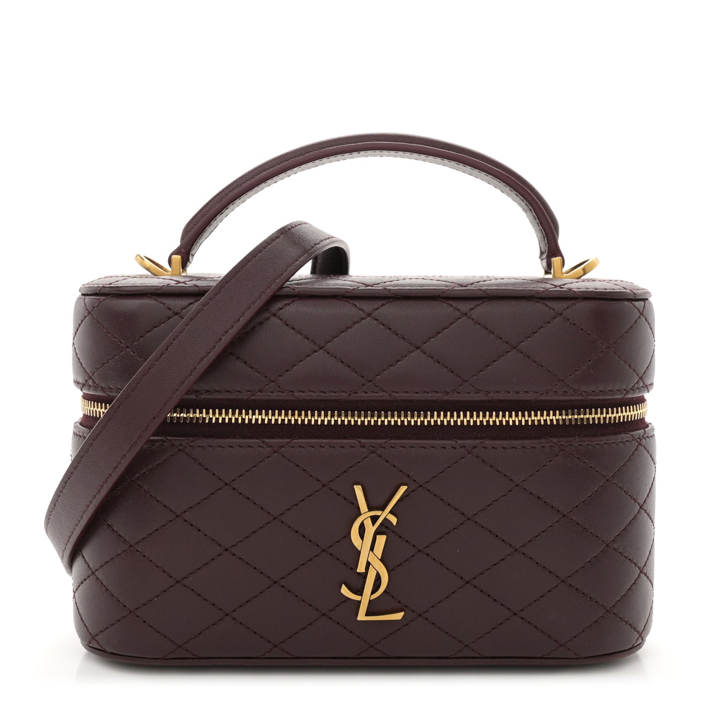Lambskin Quilted Mini Gaby Vanity Case Rouge Cabernet