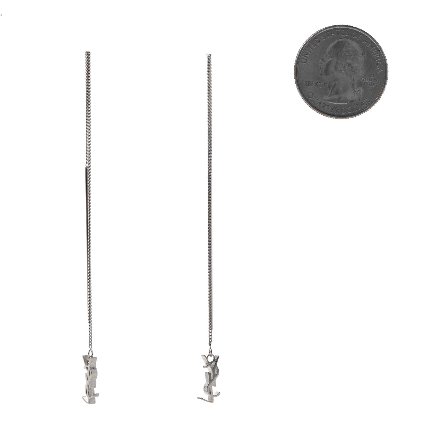 Monogram Drop Earrings Silver