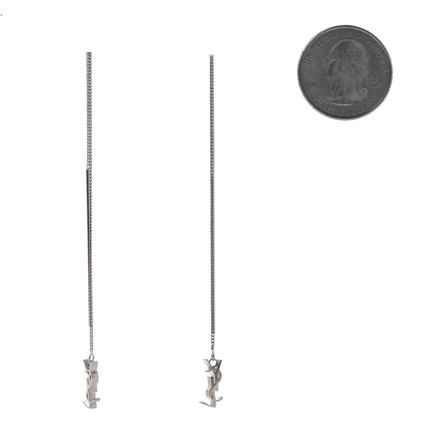 Saint Laurent Monogram Drop Earrings Silver 2 of 4