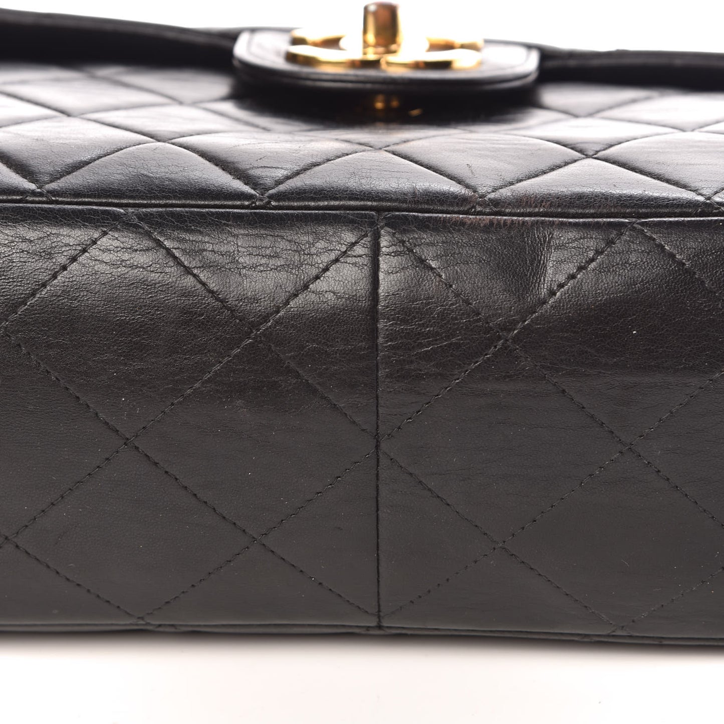 Lambskin Quilted Jumbo Single Flap Black