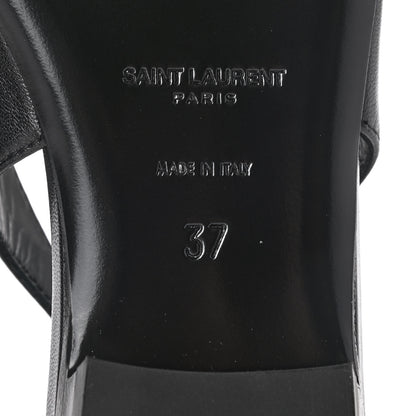 Saint Laurent Patent Smooth Lambskin Anais Slingback Flats 37 Black Navy 6 of 9