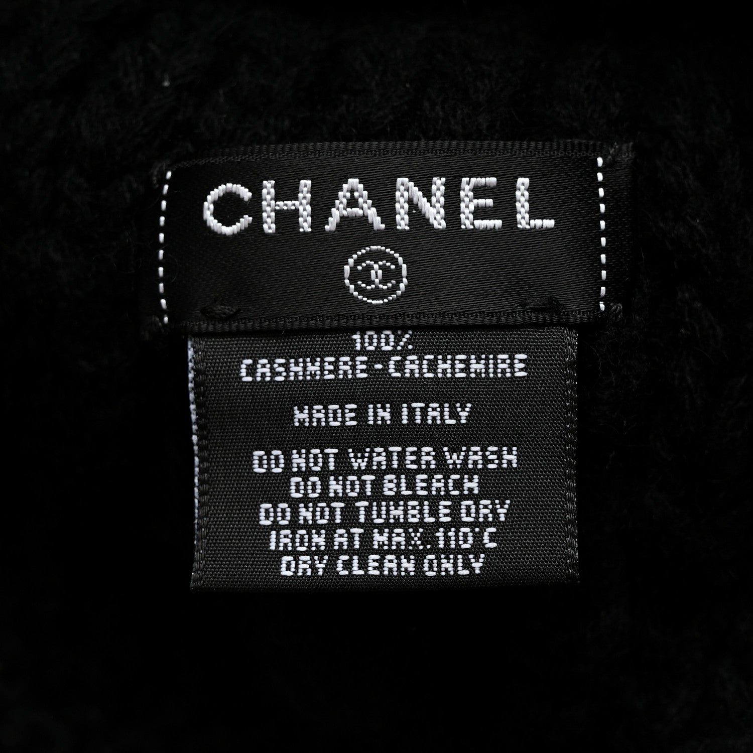 Chanel Cashmere CC Beanie Hat Black White 5 of 5