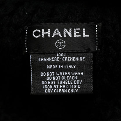 Chanel Cashmere CC Beanie Hat Black White 5 of 5