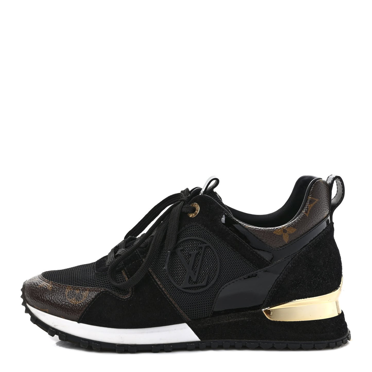 Suede Monogram Run Away Sneakers 37.5 Black