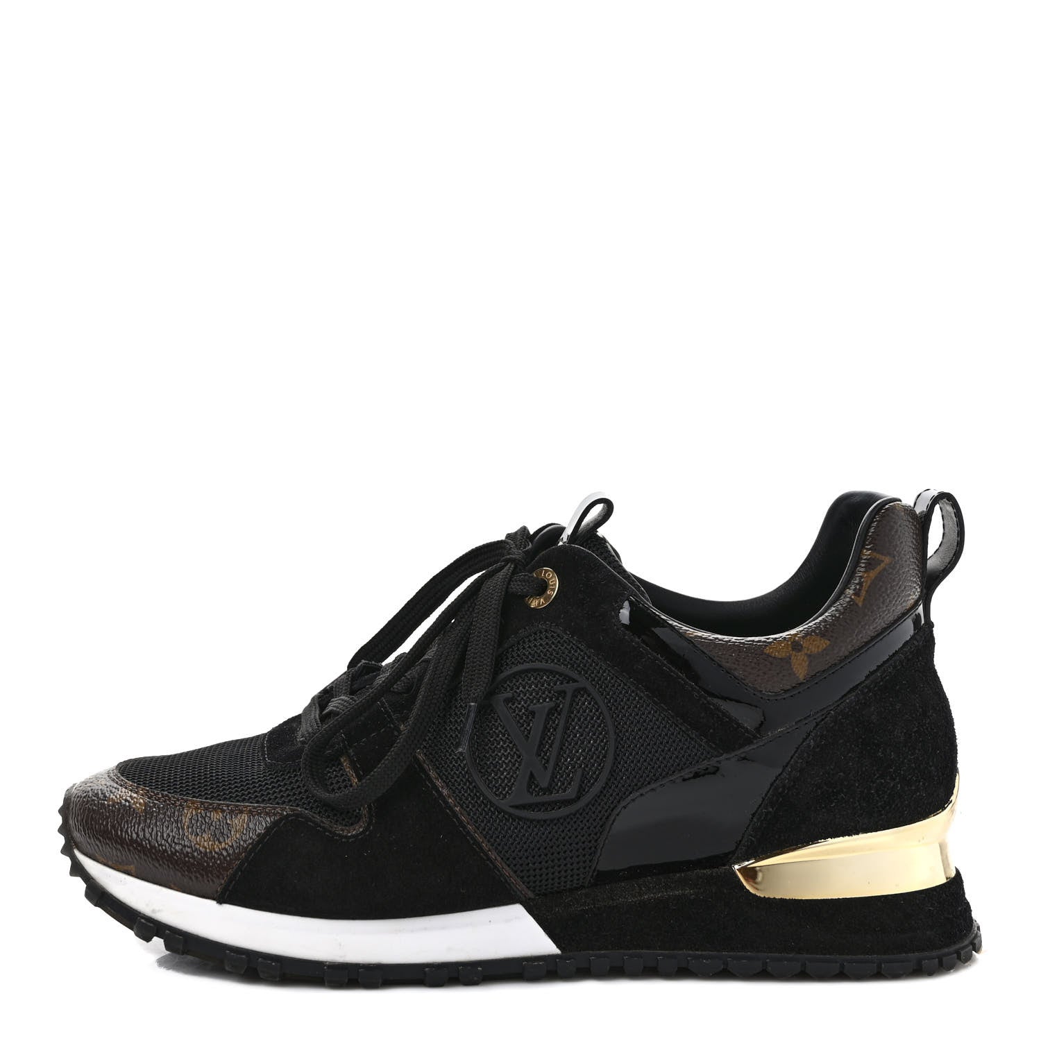 Louis Vuitton Suede Monogram Run Away Sneakers 37.5 Black 1 of 9