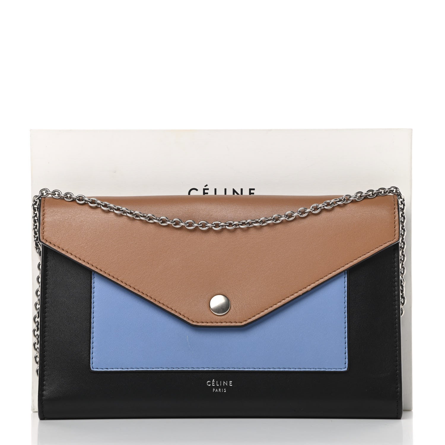 Celine Shiny Calfskin Clutch on a Chain Multicolor 16 of 16