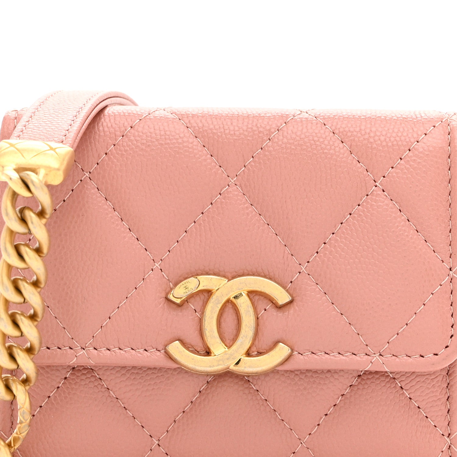 Chanel Caviar Quilted Bracelet On Chain Clutch Pink 8 of 11