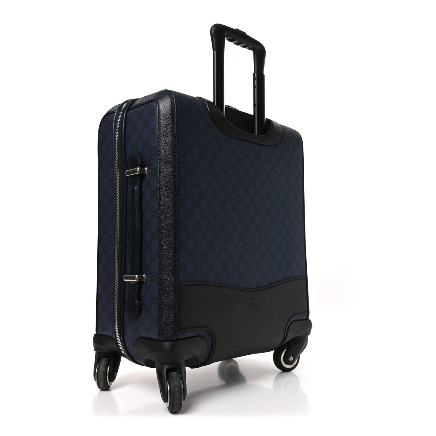 Gucci GG Supreme Monogram Textured Dollar Calfskin Web Ophidia Small Savoy Cabin Trolley Black Blue 2 of 10