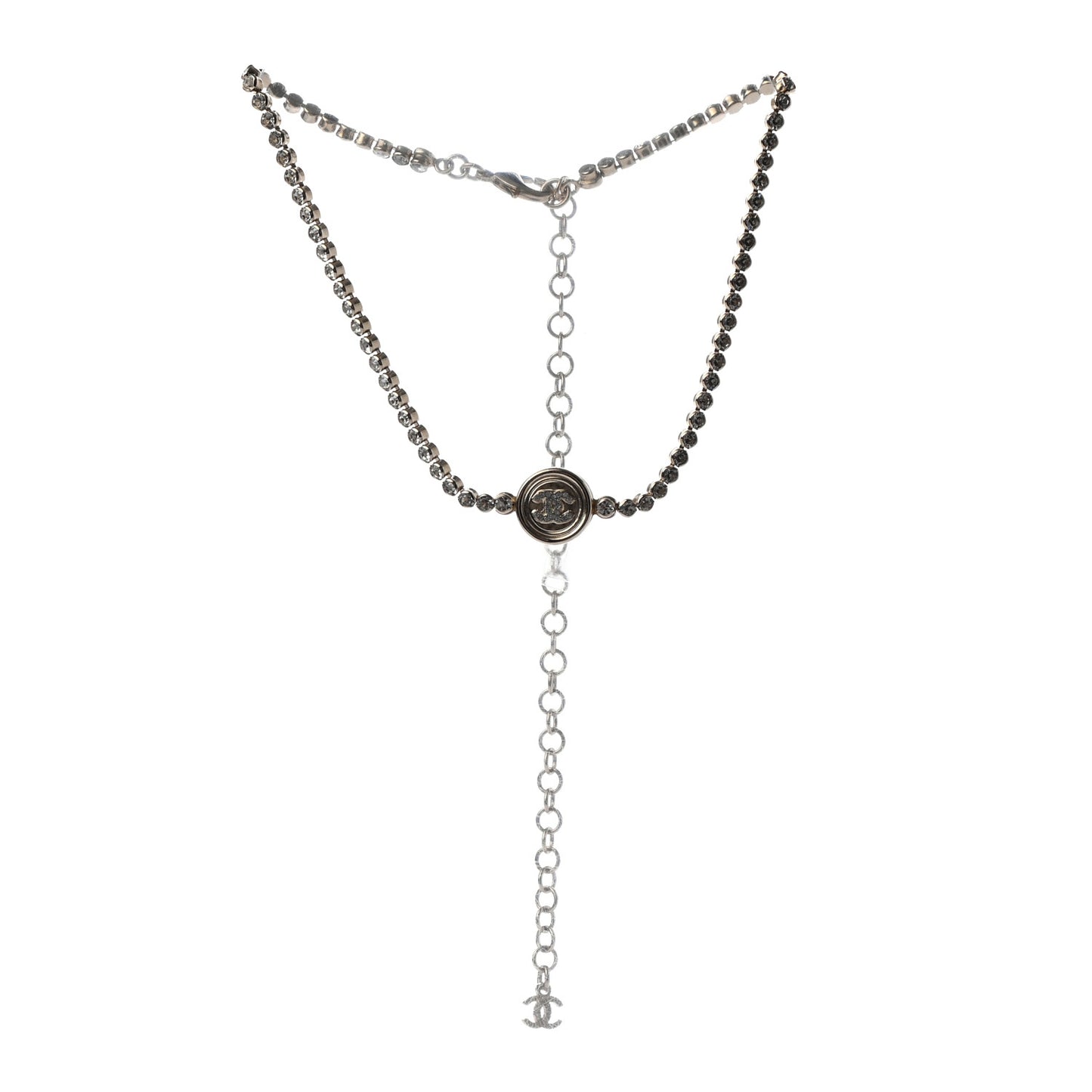 Crystal CC Chain Short Necklace Gold