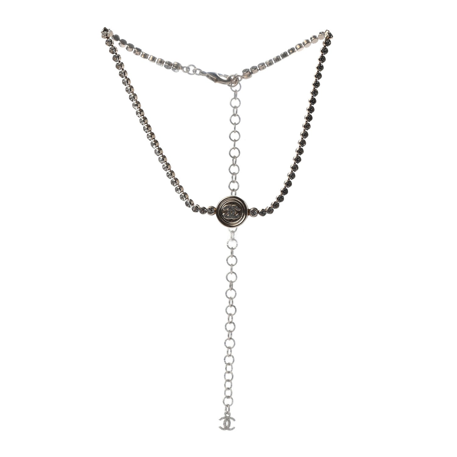 Chanel Crystal CC Chain Short Necklace Gold 3 of 5