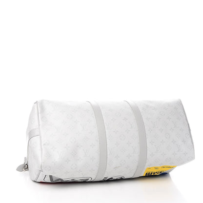 Louis Vuitton Monogram Logo Keepall Bandouliere 50 White 4 of 15