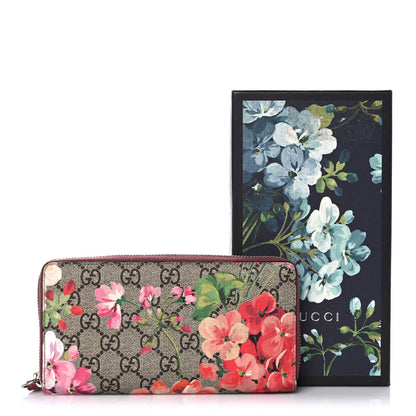 Gucci GG Supreme Monogram Blooms Zip Around Wallet Beige Multicolor Dry Rose 10 of 10