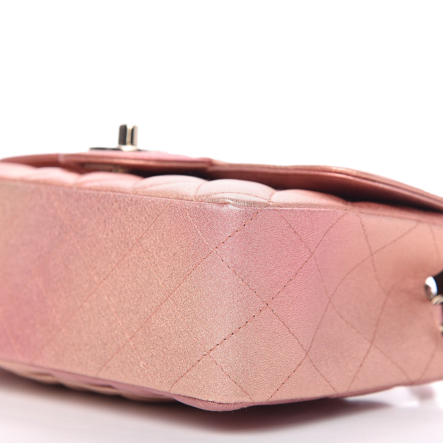 Metallic Lambskin Quilted Ombre Mini Rectangular Flap Pink