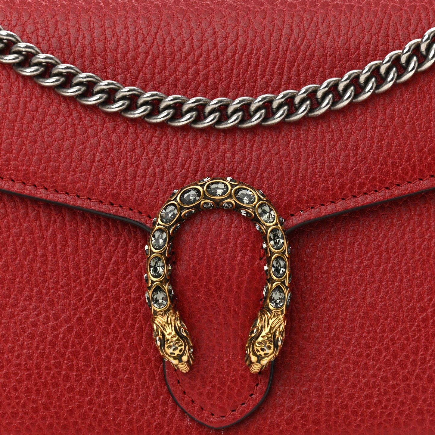 Calfskin Mini Dionysus Chain Wallet Hibiscus Red