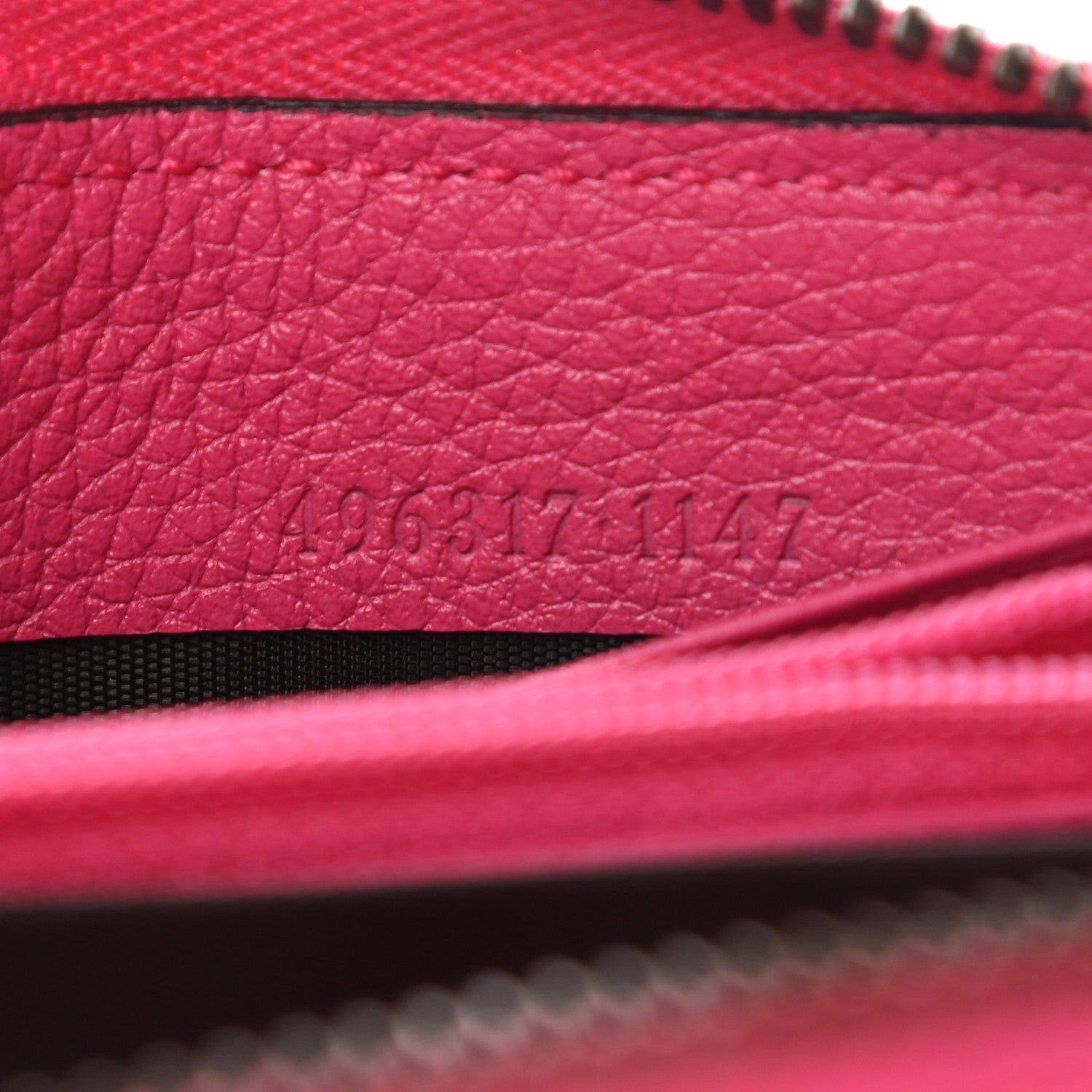 Gucci Grained Calfskin Logo Zip Around Wallet Box Pink Green 7 of 8