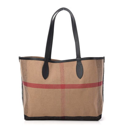 Burberry Coated Canvas Mega Check Medium Doodle Tote Black 1 of 9