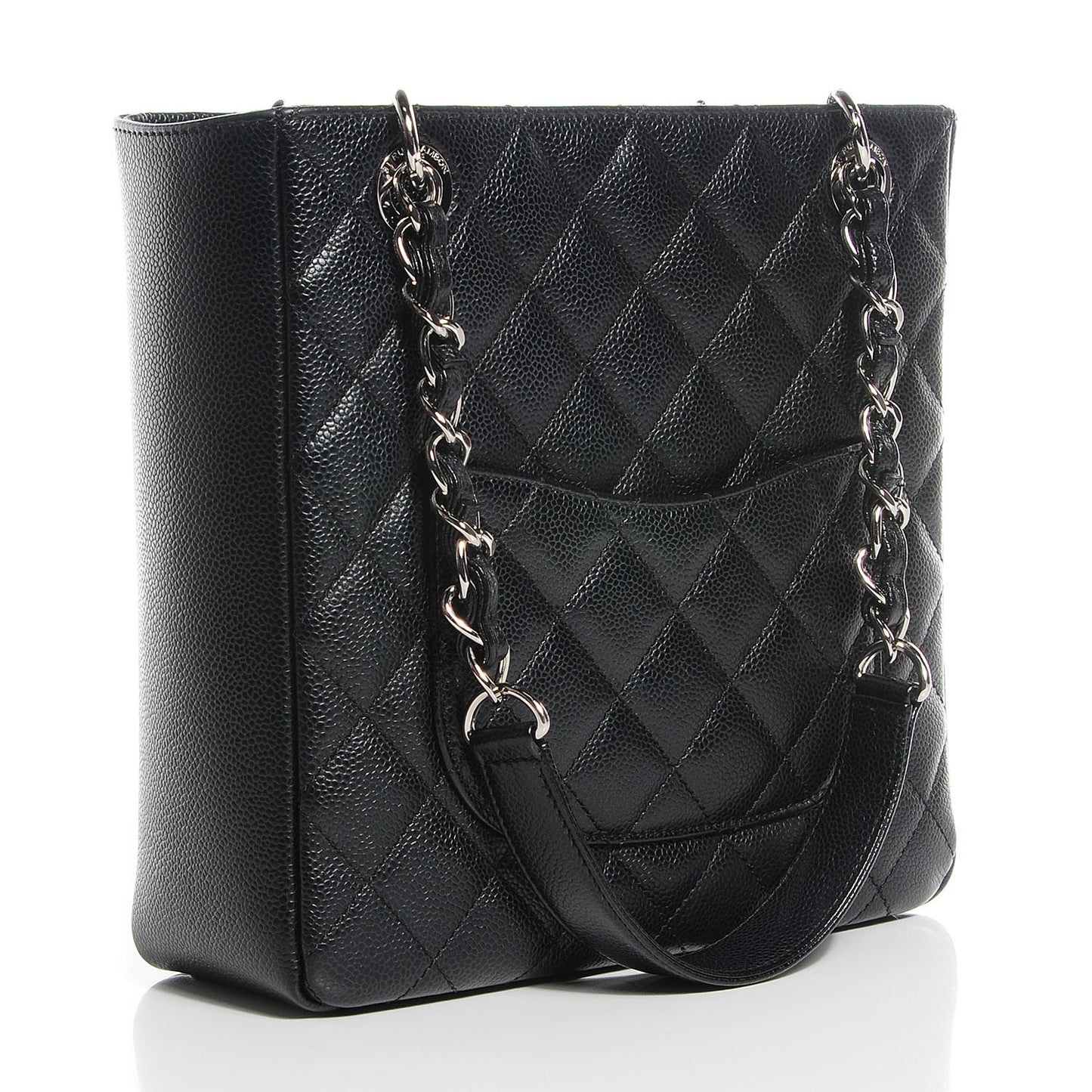 Caviar Quilted Petit Shopping Tote PST Black