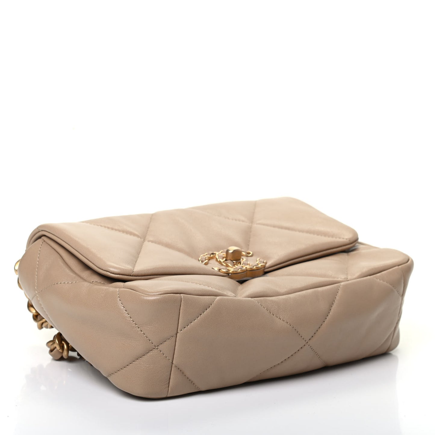 Lambskin Quilted Medium Chanel 19 Flap Dark Beige