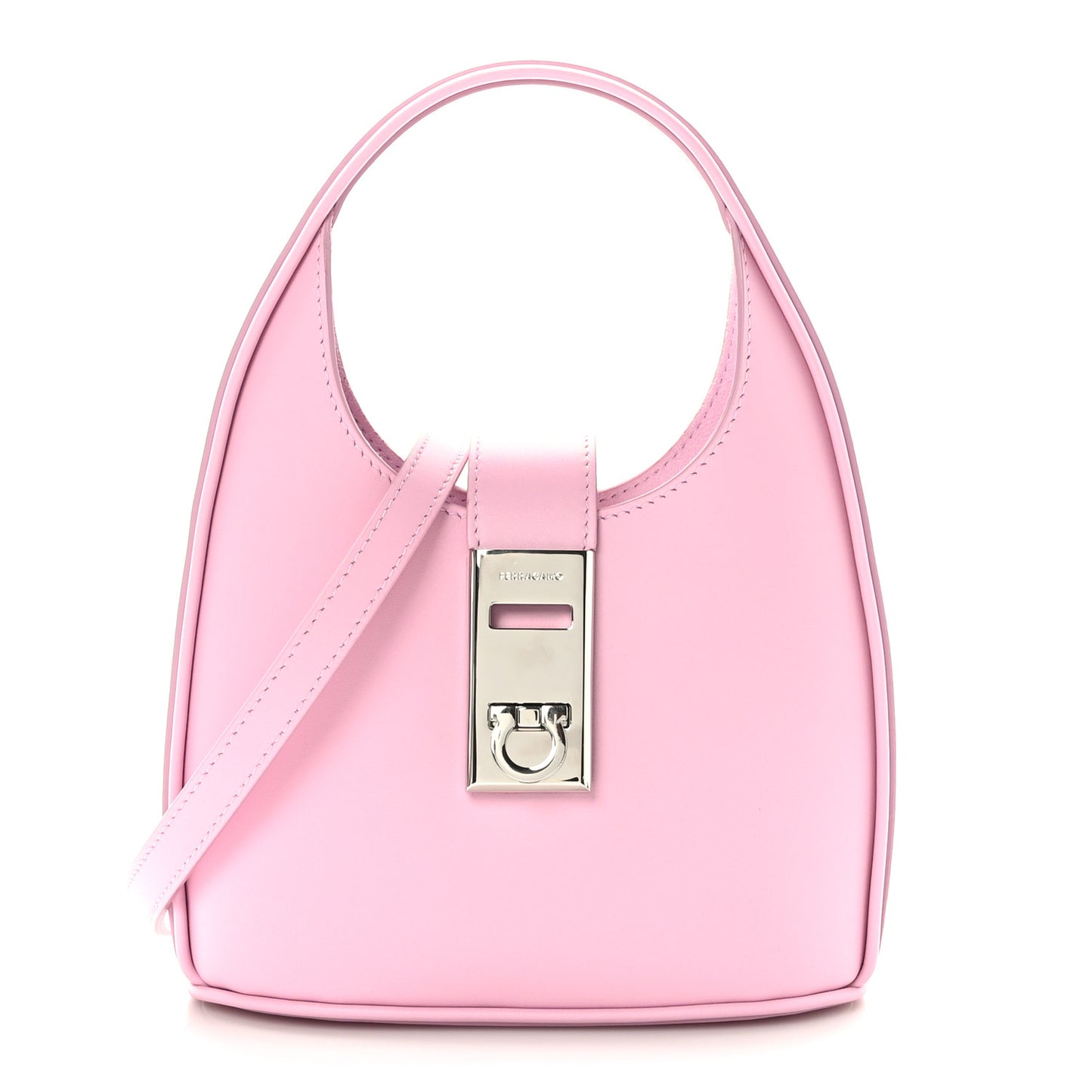 Soft Calfskin Mini Gancini Hobo Bubblegum